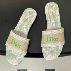 Dior Dway Slide in Embroidered Cotton and Multicolor