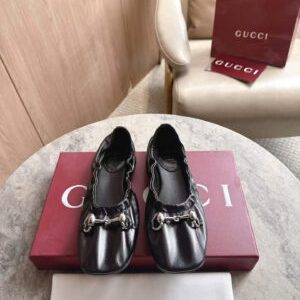 Gucci Prima Horsebit Leather Ballet Flats Shoes