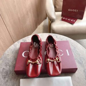 Gucci Prima Horsebit Leather Ballet Flats Shoes