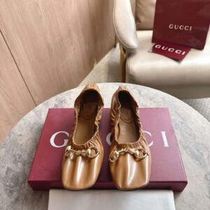 Gucci Prima Horsebit Leather Ballet Flats Shoes