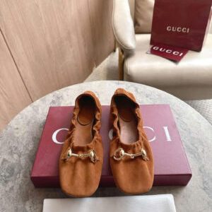 Gucci Prima Horsebit Leather Ballet Flats Shoes