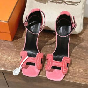 Hermès Joy Sandal Amarante Suede Leather 10.5cm