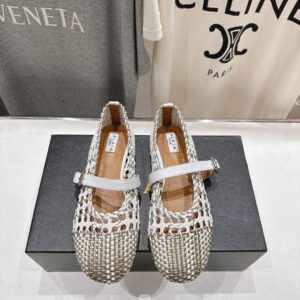 Alaïa Fishnet Mary Jane Ballet Flats Shoes