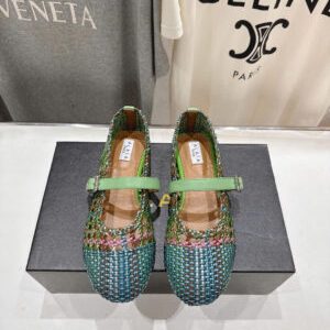 Alaïa Fishnet Mary Jane Ballet Flats Shoes
