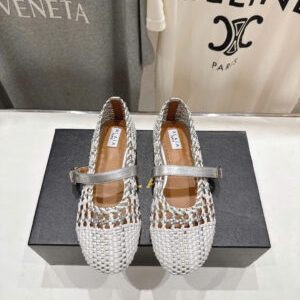 Alaïa Fishnet Mary Jane Ballet Flats Shoes