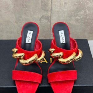 Alaïa Wave Jewels 110 Suede Wedge Mules