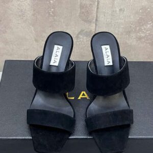 Alaïa Wave 110 Suede Wedge Mules