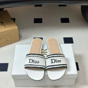Dioriviera Dior Woven Slide Crocheted Raffia-Effect