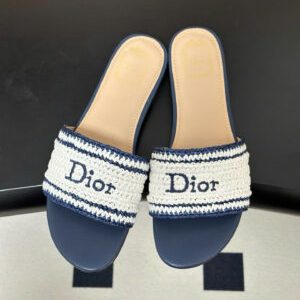 Dioriviera Dior Woven Slide Crocheted Raffia-Effect