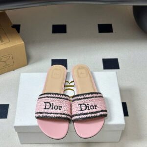 Dioriviera Dior Woven Slide Crocheted Raffia-Effect