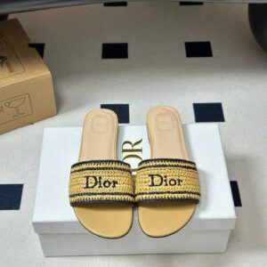 Dioriviera Dior Woven Slide Crocheted Raffia-Effect