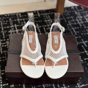 Alaïa Flex Mesh Thong Sandals in Patent Leather