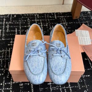 Miu Miu Croc-Embossed Leather Flats Shoes