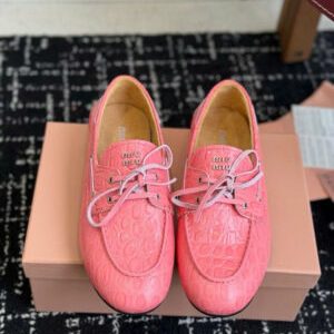 Miu Miu Croc-Embossed Leather Flats Shoes