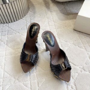 Saint Laurent Leather Babylone Clog Mules 12cm