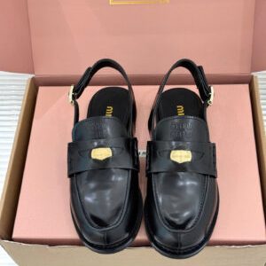 Miu Miu Vintage-Effect Leather Slingback Penny Loafers