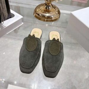 Dior Médaillon Mule Khaki Suede Goatskin