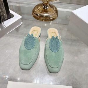 Dior Médaillon Mule Khaki Suede Goatskin