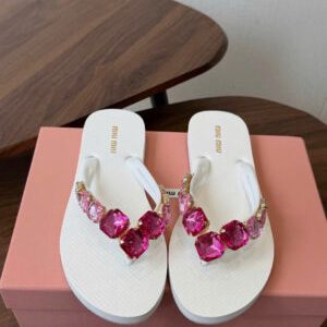 Miu Miu Rhinestone Flip Flop Women Sandals