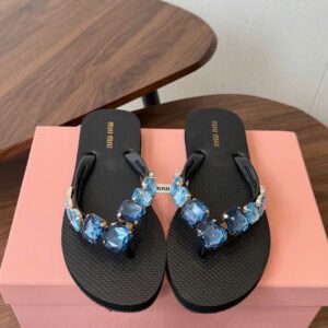 Miu Miu Rhinestone Flip Flop Women Sandals