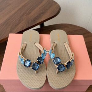 Miu Miu Rhinestone Flip Flop Women Sandals