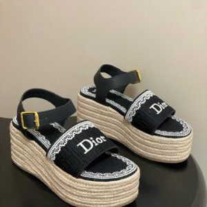 Dior Oblique Dentelle Wedge Sandal 8.5cm