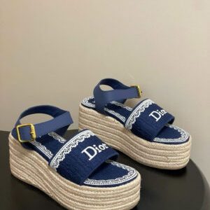 Dior Oblique Dentelle Wedge Sandal 8.5cm