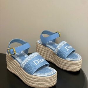 Dior Oblique Dentelle Wedge Sandal 8.5cm