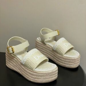Dior Oblique Dentelle Wedge Sandal 8.5cm