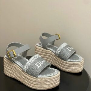 Dior Oblique Dentelle Wedge Sandal 8.5cm