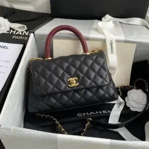 Chanel Coco Handle Bag In Black Caviar Leather 23cm