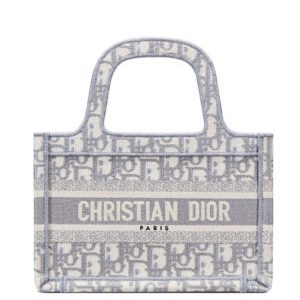 Christian Dior Mini Book Tote Original Dior Oblique Embroidered Canvas Bag Gray