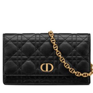 Christian Dior Caro Belt Pouch With Chain Black