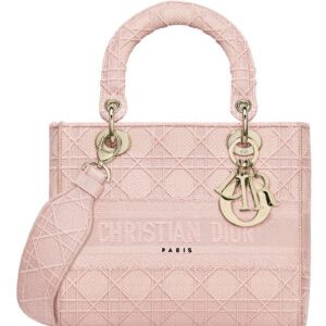 Christian Dior Medium Lady D-lite Embroidered Cannage Bag Pink