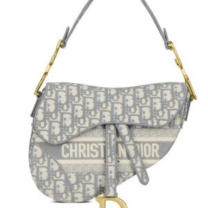 Christian Dior Saddle Original Oblique Embroidered Canvas Bag Gray