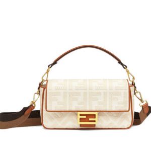 Fendi Baguette FF Canvas Bag 8BR600 Cream