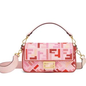 Fendi Beige FF Canvas Bag Pink
