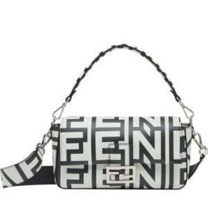 Fendi Baguette Two-tone Leather Fendi Roma Capsule Bag 8BR600 Black