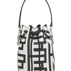 Fendi Mon Tresor Two-tone Printed Leather Fendi Roma Capsule Mini-bag 8BS010 Black