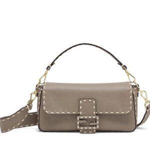 Fendi Baguette Full Grain Leather Bag 8BR600 Gray