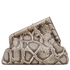 Fendi First Medium Python Leather Bag 8BP127 Gray