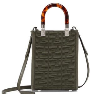 Fendi Mini Sunshine Shopper FF Fabric Mini Bag 8BS051 Green