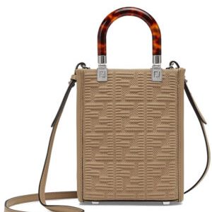 Fendi Mini Sunshine Shopper FF Fabric Mini Bag 8BS051 Gray