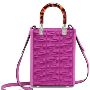 Fendi Mini Sunshine Shopper FF Fabric Mini Bag 8BS051 Peachblow