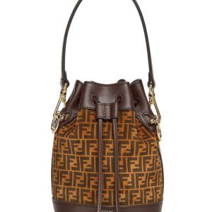 Fendi Mon Tresor Leather Mini-bag With FF Print 8BS010 Dark Coffee