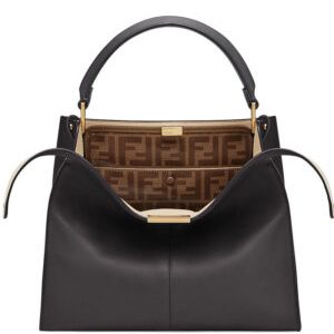 Fendi Peekaboo X-lite Medium Leather Bag Black