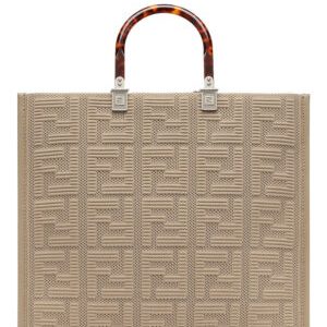Fendi Sunshine Medium FF Fabric Shopper Gray