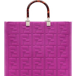 Fendi Sunshine Medium FF Fabric Shopper Peachblow