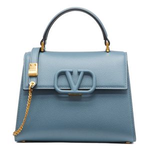 Valentino Garavani Small Vsling Grainy Calfskin Handbag Light Blue