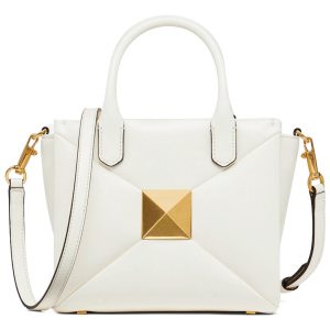 Valentino Small One Stud Nappa Handbag Cream
